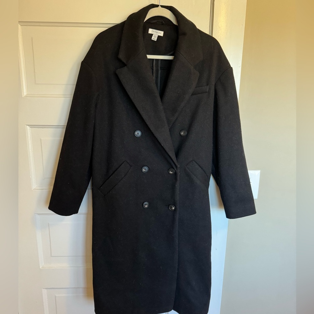 Topshop Black Peacoat